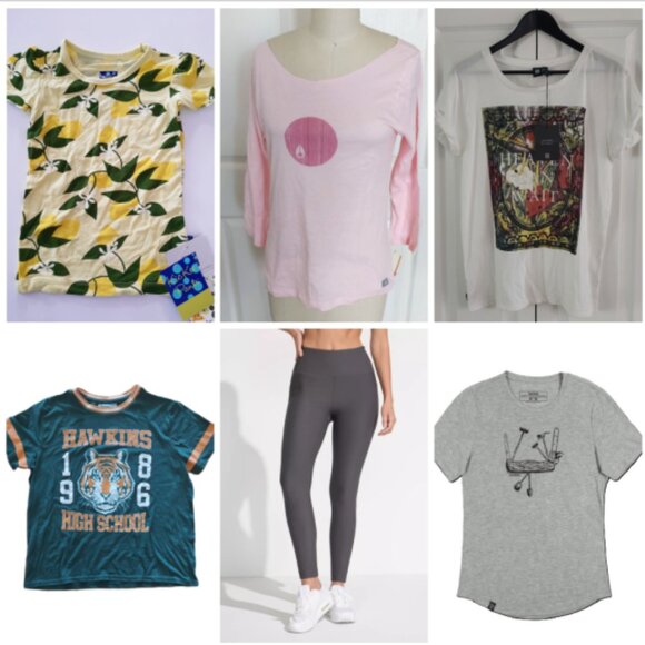 Womens sz L Lot Nixon Sombrio Kickee Bamboo Insight Mondetta Graphic Tee Legging - Picture 1 of 14